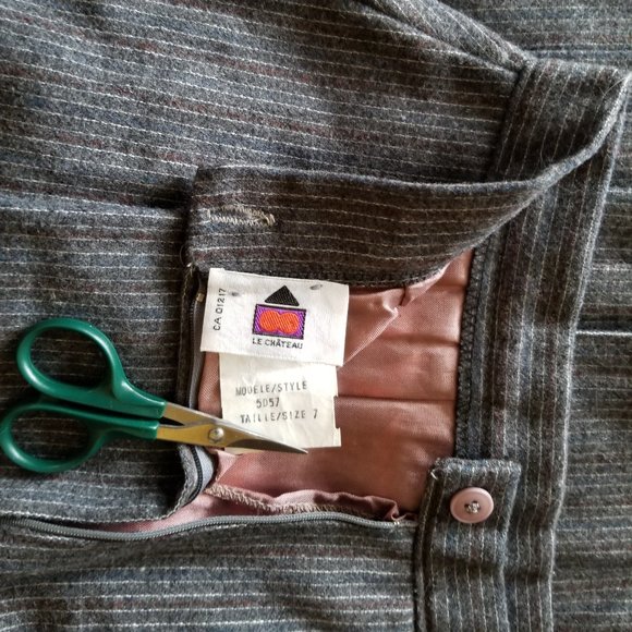 Vintage 80s, A-line skirt, S, US 7, front pleats 1 side, wool blend, Le Chateau - Picture 5 of 6